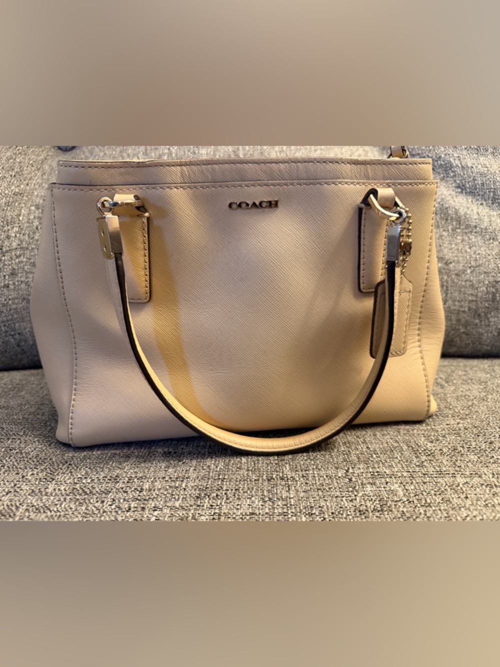 COACH Leather Beige Mini Christie Carryall Double Zipper